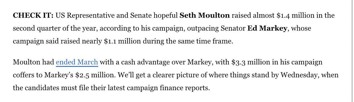 JohnnyProctor23's tweet photo. Breaking: 47-year old Democrat Seth Moulton has out-raised 81-year old Ed Markey again, and has out raised him in every single quarter.  

Ed Markey is the only senate incumbent to be out raised by his Democratic challenger https://t.co/Gy3zwgrFkC