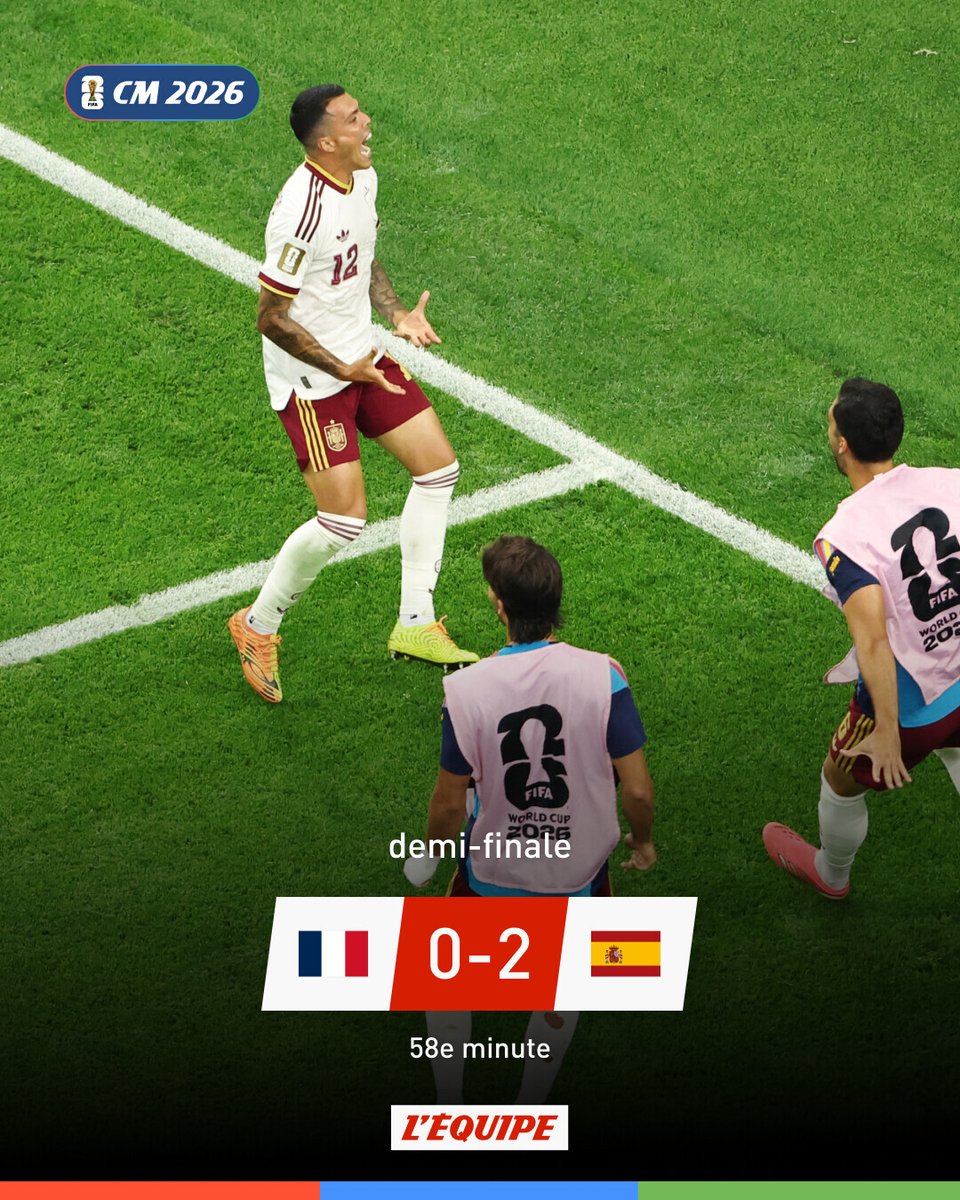 lequipe's tweet photo. L'Espagne punit encore les Bleus
Suivez la fin du match en direct ➡️ https://t.co/8dWQz3z82R https://t.co/rHttGdOaLr
