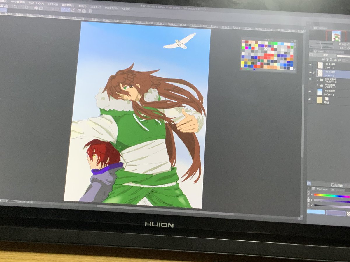 Shikimanta's tweet photo. アニメ塗り楽しい。（いつのまにか朝が来た）おはようございます。 https://t.co/ZpwJmqAi47
