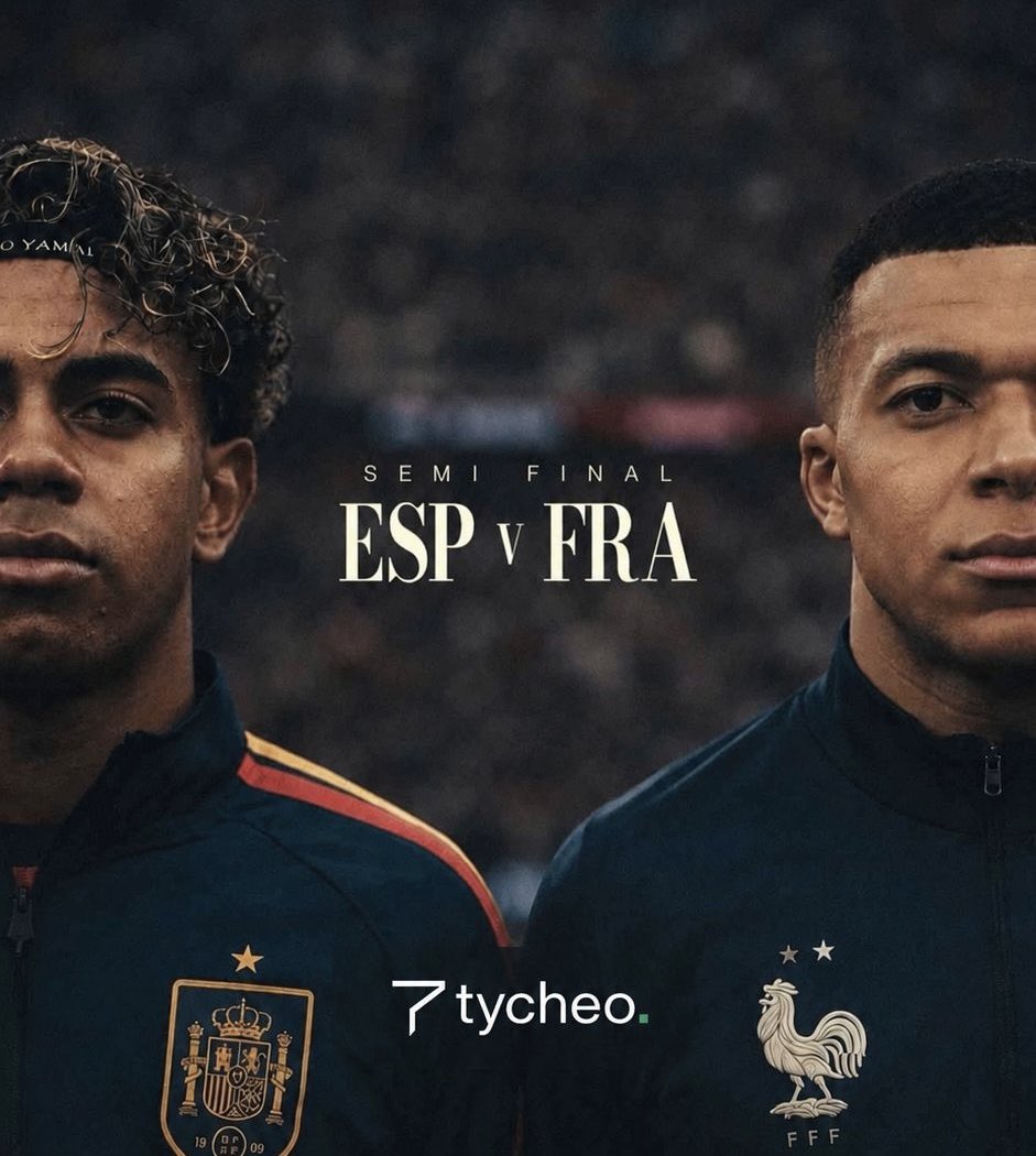 tycheolabs's tweet photo. Spain 2-0 up on France in the World Cup semifinal.

One of these teams is about to play for the trophy. The other goes home.

Moments like this are why prediction markets exist.

Come hang out on the waitlist.
https://t.co/qBu2UzUbOr https://t.co/orV6JtJmSe