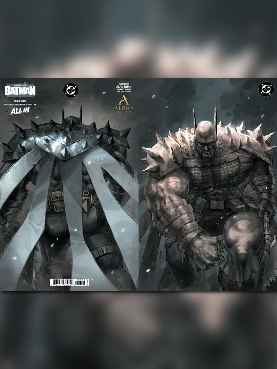 Unknown_Comics's tweet photo. Absolute Batman no. 23 gets a brutal look by Alan Quah! 🔥 

Drops Friday, July 17 at 11AM EST. Web stock is strictly limited. Don't miss out on this heavy armor masterpiece!

Set alarms &amp; grab yours here: https://t.co/DVQ1y85x2y

#AbsoluteBatman #Batman https://t.co/gx3aJHokv0