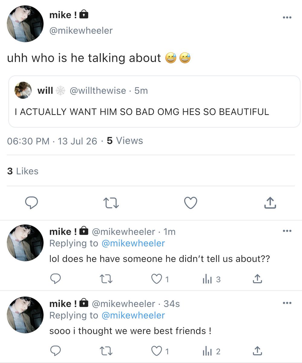 starringbrin's tweet photo. !⠀♡   a short #byler #smau where will accidentally talks about mike on main, leading mike to believe he has a secret boyfriend   ₊⠀ׁ⠀ꔛ https://t.co/Ha3cIBnZmo