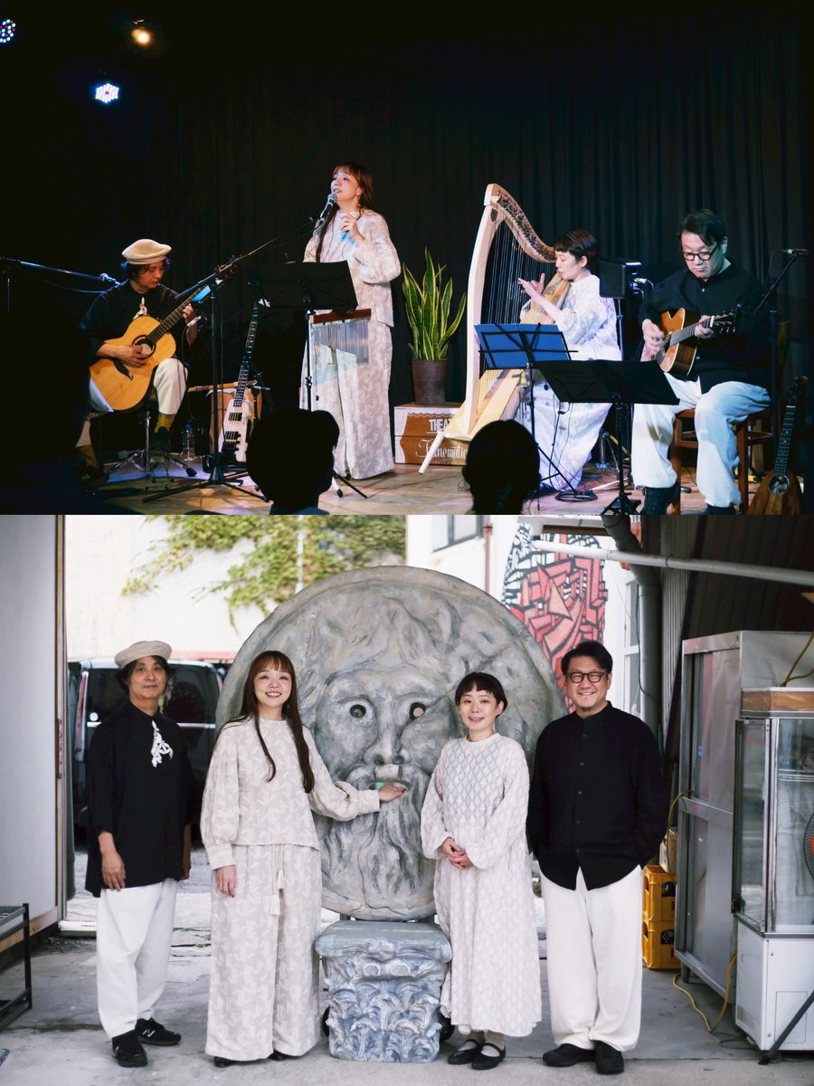 G_kinematica's tweet photo. 【Pickup!】
7/19（日）
tico moon 宮城石巻公演

今年、結成25周年を迎える東京在住のデュオユニット「tico moon」が、再びシアターキネマティカへ！

ハープとギターが織りなす、透明感あふれる美しい響き。静かに心へ届くその音色は、劇場という空間で、より豊かに感じられるはずです🌙

昨年は、ビューティフルハミングバードとの4人編成プロジェクト「moon bird」として石巻にお越しいただきました。今回はtico moonとして、25周年という節目のツアーで、新譜とともに石巻へ。
昨年に続き、またこうしてお迎えできることを嬉しく思います。

キッズゲストとして、コントラバス奏者の青木宇貴さんも出演。夏のはじまりの午後、涼しげな音楽に身を委ねられる非日常ひととき、ぜひお楽しみください😌

【日時】
7月19日（日）
開場 14:00／開演 14:30

【料金】
予約 3,500円
当日 4,000円

【ご予約】
■ シアターキネマティカ店頭
TEL：0225-98-4765
（金・土・日 11:00～17:00）
※キネマティカへのメール kinema@r-ishinomaki.net でも受付可能です。

■ メール
ticomoon0719@gmail.com
※本文に「氏名・電話番号・チケット枚数」をご記入ください。

▼詳細はこちら
https://t.co/bNHN8UKBEr

◎そして今回は、ちょっとしたお楽しみも。

昨年のmoon bird公演でも展示した、映画『ローマの休日』に登場する「真実の口」の複製モニュメントを、今回も屋外に展示いたします。

このモニュメントは、アーティスト 宮本悠合さんと、建築家 大林政夫 さんにご協力いただき、シアターキネマティカが制作したものです。

tico moonの音楽は、非日常を旅できるような心地よさもありますので、そんな世界観に寄り添うべく、今年も真実の口、登場いたします。写真は昨年のmoon bird公演の時のもの。

音楽だけでなく、そんな展示や時間全体をお楽しみいただけたら嬉しいです。皆さまのご来場をお待ちしております。

◎シアターキネマティカ
石巻市中央1-3-12