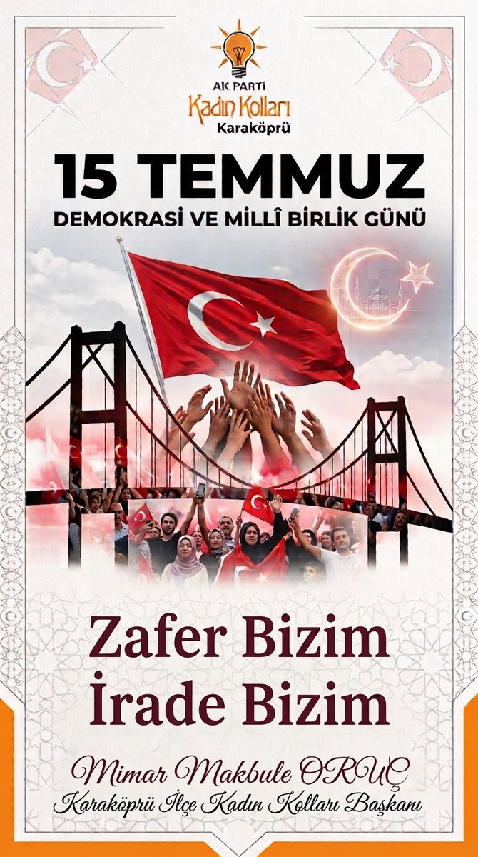 Makbulee_Oruc's tweet photo. #ZaferBizim🇹🇷 15 Temmuz 

@RTErdogan @Akparti @AKKADINGM @abuyukgumus @tugbaisikercan @tulaykaynarca @sevilcan8 @milhamigunbegi @ZehraAy063 @avorhancelik @FBozdag63 @akkadinsanlurfa @Karakopruak @akkadnKarakopru @akgenckarakopru https://t.co/IYkjbzJGwq