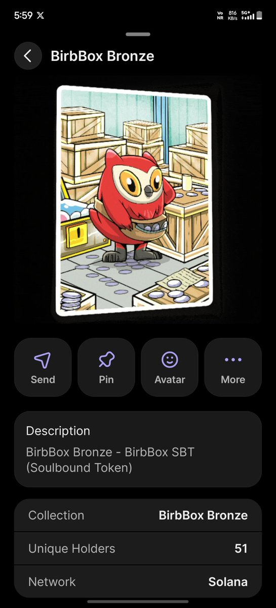 Sanjay29134's tweet photo. Claimed my BirbBox Bronze SBT from the @JoeyMoose stream featuring @spencer and @birbpax .
Appreciate it. https://t.co/8n6AKNwqC2