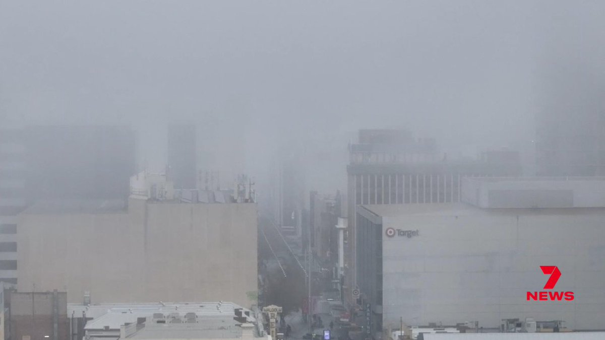7NewsAdelaide's tweet photo. Adelaide has been blanketed by thick fog with several flights disrupted. How has it been at your place? Send your weather videos and photos to 7NEWS Adelaide: https://t.co/yH7LGVtt9R https://t.co/9CezODhJI2
