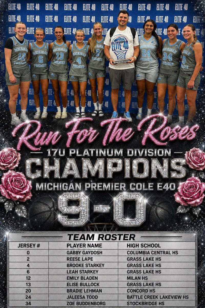 Gabby_Gaydosh_0's tweet photo. What an amazing year it's been!

Going 9-0 at the Roses is an incredible accomplishment, and I'm so grateful I got to do it with such amazing teammates. I couldn't have asked for a better group to share these memories with. Here's to an unforgettable season! 🎉🌹

@MichPremCole @CreatedbyKwalla @CoachEvanBell @MIpremierbball @MichHSBball @pgh_Danyle  @LBInsider @HankampScott @wadesworld32 @TFNsRun4Roses
