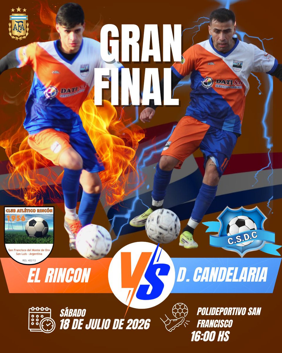 Club_A_Rincon's tweet photo. 🏆⚽ ¡FINAL CONFIRMADA! EL RINCON Y DEPORTIVO CANDELARIA DEFINIRÁN EL CAMPEÓN DEL TORNEO APERTURA 2026 DE LA LIGA DEL NORTE. 

🕕El partido decisivo se jugará el próximo sábado 18 de julio desde las 16:00 horas. 

🏟️ La gran final tendrá lugar en el Polideportivo Municipal SF. https://t.co/pSUW5u1QAs