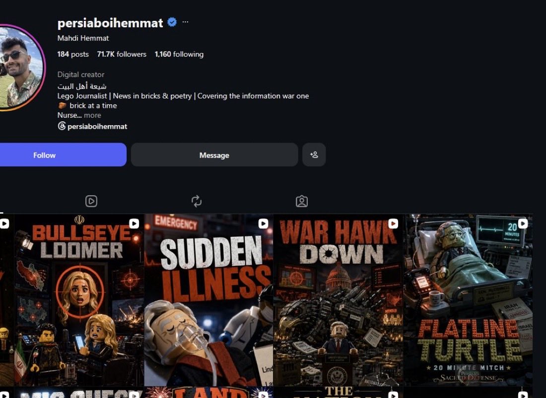 LauraLoomer's tweet photo. .@SecRubio @DHSgov @MikeNeedham

Mahdi Hemmat @HemmatMahdi is an Iranian national who is living in Honolulu, Hawaii where he is making pro-IRGC material that promotes the assassination of myself, President Trump, and US lawmakers. 

He was once arrested for alleged attempted murder when his roommate was shot in the head. 

He just published a video calling for my assassination titled, “bullseye Loomer”. 

He operates a large multi-platform “Lego Journalist” and “PersiaBoi” persona devoted to pro-Iran, anti-war content branded “Sacred Defense.”
His public professional profile, https://t.co/Uxc0K2Y5gH,
documents a 13-year critical-care nursing career across Wisconsin, Hawaii, Missouri, California, and Virginia, and he is currently working as a NICU nurse.

It’s very alarming that somebody who is making threats of assassination and somebody who is making content in support of the IRGC is working inside the American hospital system around babies as a NICU nurse. 

He was recently featured on @RT_com, Russian state media, to promote his pro-IRGC LEGO propaganda.

Mahdi Hemmat should be arrested and deported. @ICEgov @DHSgov @FBIDirectorKash 

He has threatened to assassinate me and President Trump. His video is branded as “KT”, which means Kill Trump. 

Why are violent Iranian nationals allowed inside our country? 

DEPORT! 

RECEIPTS 👇🏻