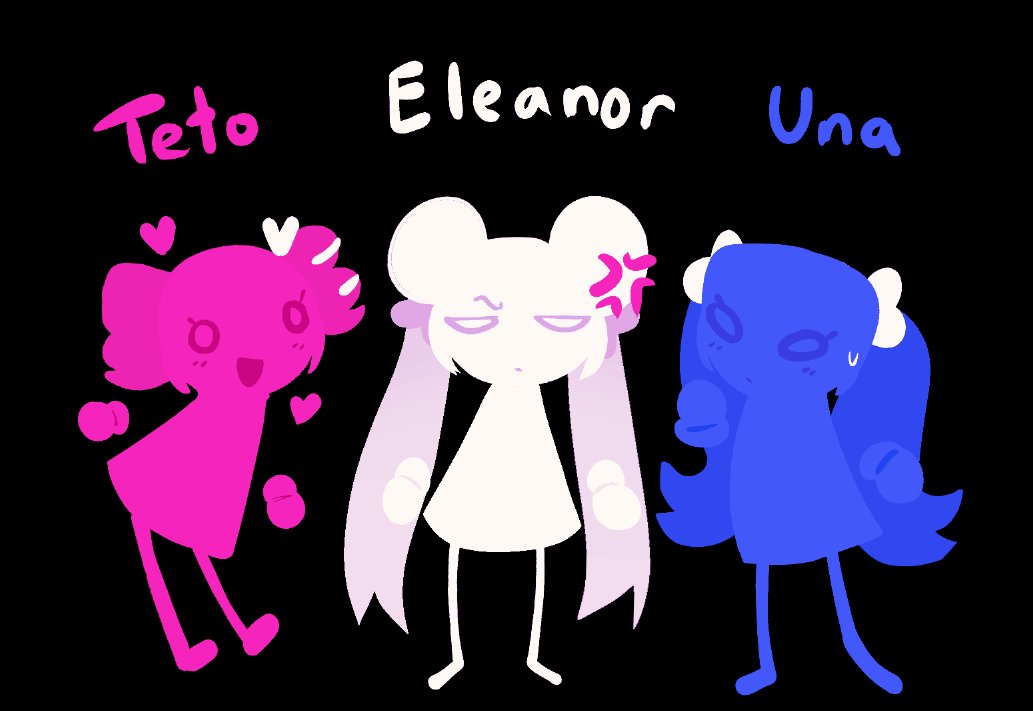 bunnyyycat's tweet photo. Nonexistent trio of eleanor, teto, and una that i WILL make a song for one day.............. https://t.co/az87gRiocA