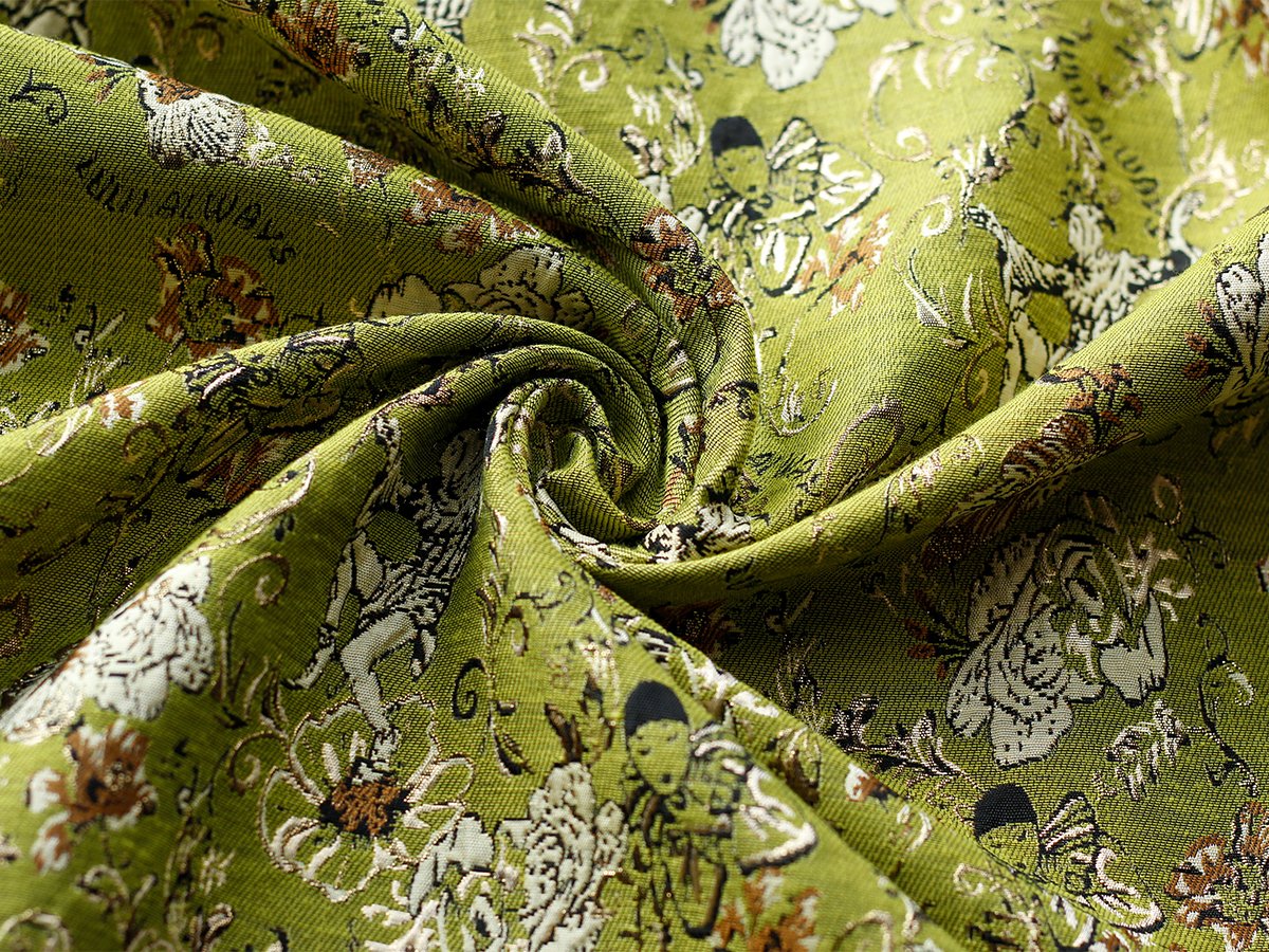 Grace7989's tweet photo. ✨Vintage storytelling jacquard fabric
Stunning olive green base decorated with retro figures &amp; floral motifs.
Rich woven texture, full of an old-world romantic vibe.
Perfect for dresses, skirts, and vintage-style outfits.
#fabricsupplier #vintagefabric #fabriclove #jacquard https://t.co/squ9WPKPea
