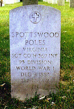 Jimfrombaseball's tweet photo. General John J. Pershing served as the American Expeditionary Force commander during WWI.
He received requests for soldiers to support French and British units on the frontlines.
General Pershing ordered US combat units to only fight under the US chain of command.
He also refused to assign Black soldiers to combat units as he believed they were  ineffective on the battlefield.
He agreed to assign them to the French Army.
In 1917, Spottswood Poles joined the "369th Infantry", ‘Harlem  Hellfighters’, attached to French Army.
The US Army discouraged the French from treating Black soldiers equal to white soldiers.
The French Army ignored this and welcomed the 369th  Infantry into their unit.
Poles earned 5 Battle stars and  Purple Heart  for combat in France as a Sergeant.
The "369th" spent 191 days in combat,  more than any other American unit in World War I.
Poles participated in  the battles of Chateau-Thierrey, Bellaeu Woods, Champagne-Marne,  Meuse-Argonne, and Champagne.
On February 17, 1919, the 369th "Harlem Hellfighters" returned to New York City and were  honored with a victory parade.
They marched seven miles from 23rd Steet  up Fifth Avenue to 145th Steet and Lenox Avenue in Harlem.
Poles had batting averages of .440, .398, .414 and .487 against all competition. Credited with 2238 hits, 137 home runs, lifetime average over .400.
Poles ran a 100-meter race in less than 10 seconds.
National Leaguer' Sam Streeter, who saw both Cool Papa Bell and Spots Poles play, thought Poles was faster.
Spottswood Poles had a simple answer when asked about never playing in the Majors:
"Maybe old Poles was born before his time.
I never had a chance."
Spottswood Poles Grave In Arlington.
"The Black Ty Cobb."