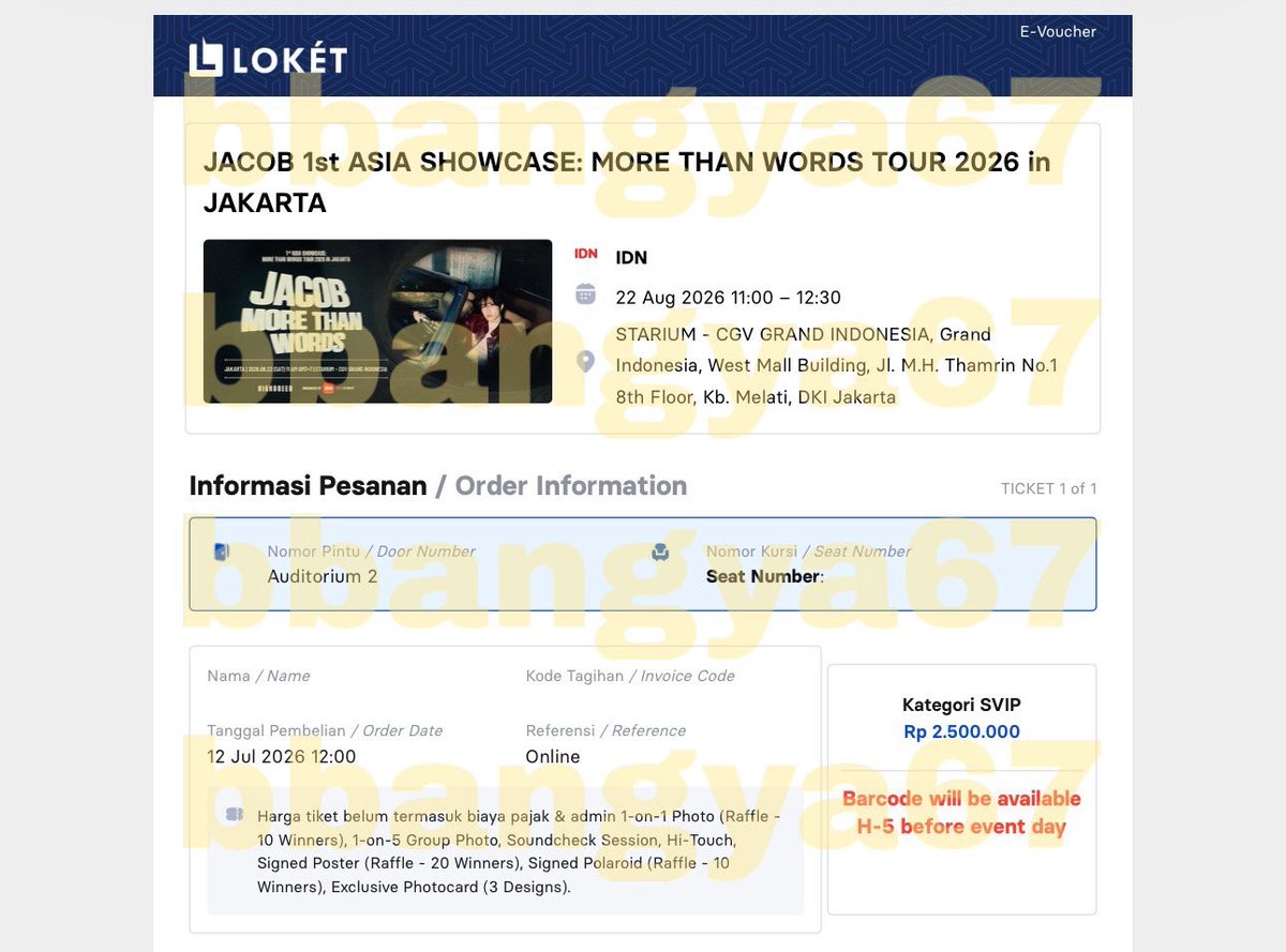 bbangya67's tweet photo. JACOB ASIA SHOWCASE JAKARTA
제이콥 아시아 쇼케이스 자카르타 

성공 ✅
• 3장 SVIP with 12.00 timestamp! https://t.co/NYq9mw4y0y