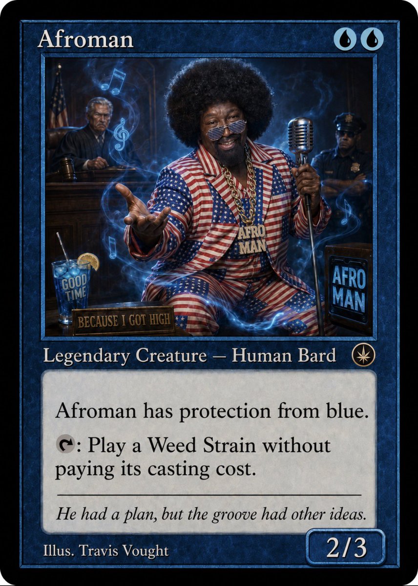 TravisJonVought's tweet photo. Looking forward to the Ohio Cannabis Expo on July 24th in Portsmouth, followed by an Afroman concert.

I may have made a couple of custom Afroman Magic cards just for the occasion. 😄 https://t.co/J5CH9QDmzU