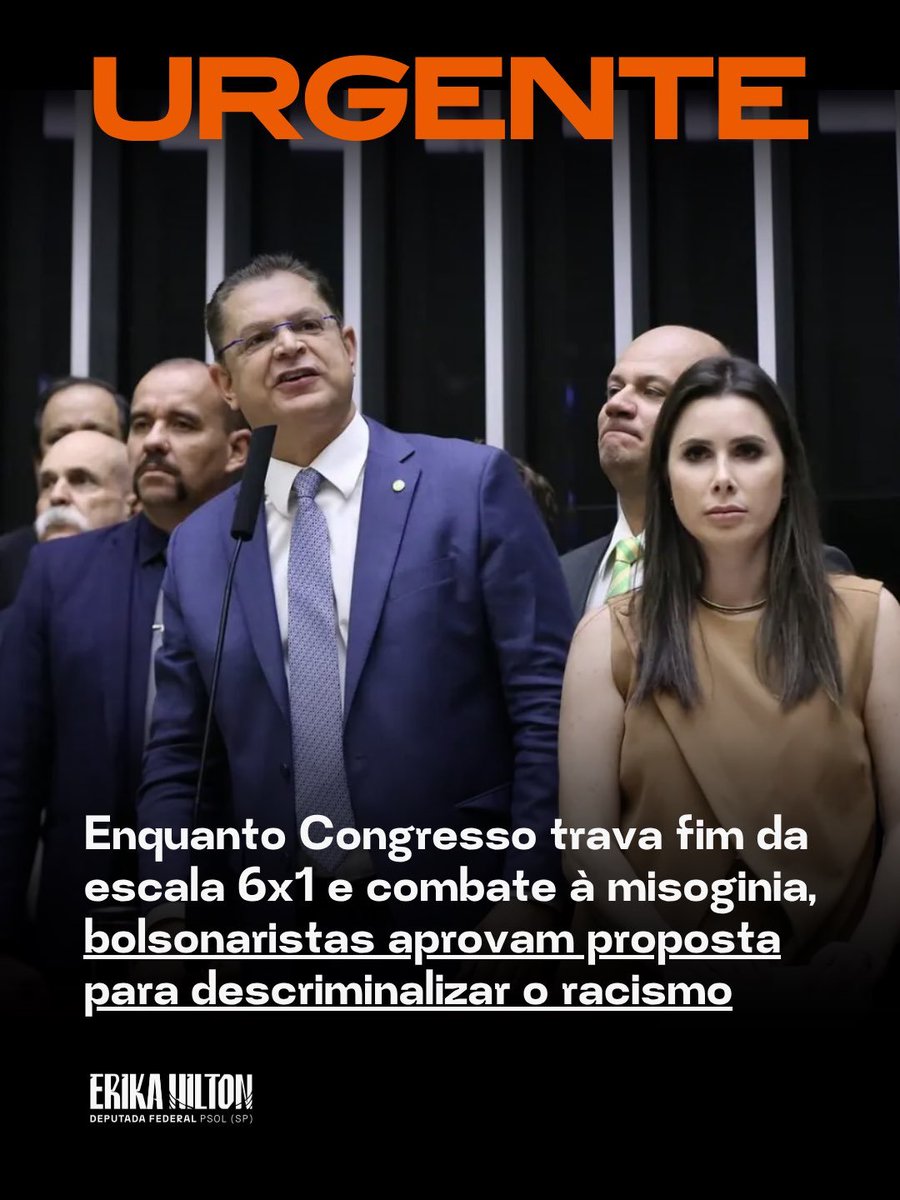 minnerva_'s tweet photo. E hoje tivemos o PIOR CONGRESSO DA HISTÓRIA aprovando proposta de descriminalizar o racismo! O RACISMO É CRIME! Não há liberdade de expressão para cometer crimes! 
CONGRESSO INIMIGO DO POVO
PRECISAMOS FALAR SOBRE RACISMO
ALCOLUMBRE INIMIGO DO TRABALHADOR 
FIM DA ESCALA 6X1 JÁ https://t.co/bMcqGlfPLQ