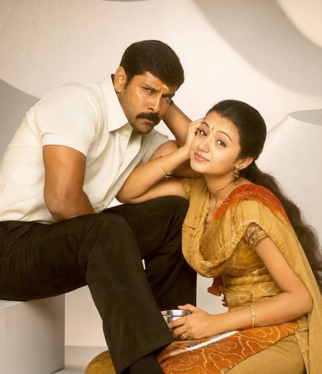 _devikaa's tweet photo. Good morning.. All my dears 🫶 
Today is my B' day 👀🫰
@trishtrashers #trisha 

.
Still From Samy movie Trisha and #Vikram https://t.co/dCewUSQBdq