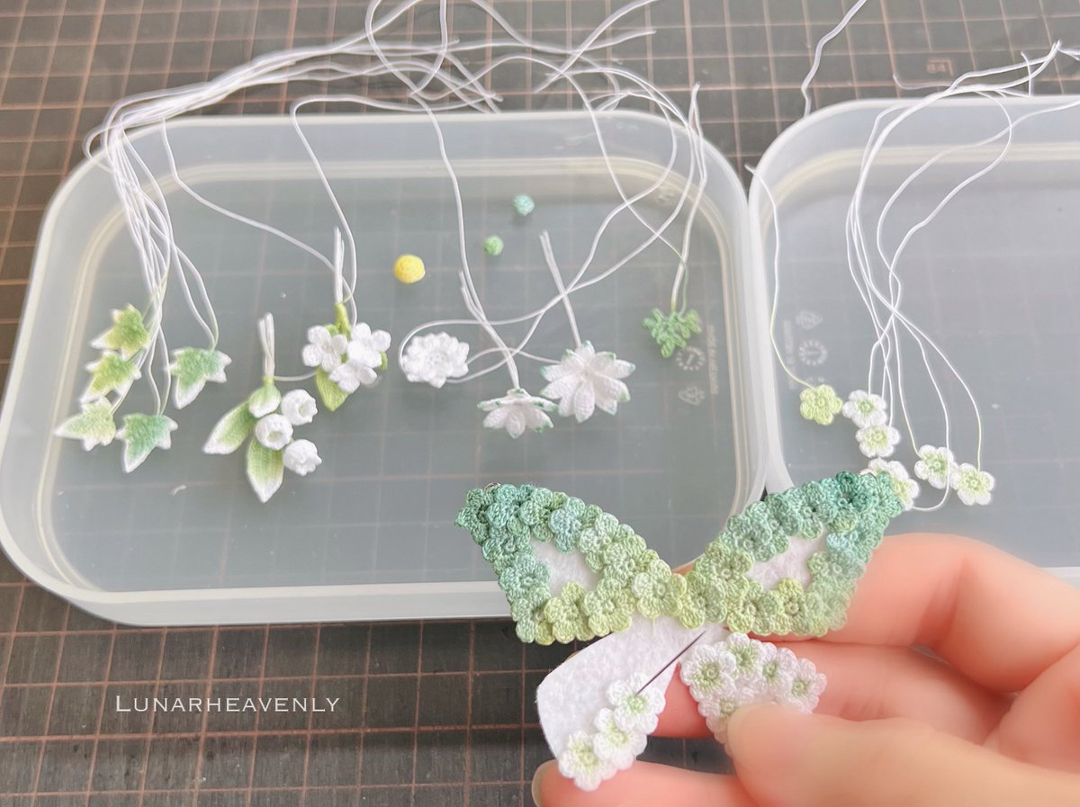 Lunar_h's tweet photo. 受注制作より
初夏の蝶々を作っています🦋

#かぎ針編み #レース編み https://t.co/DVHo45obyN