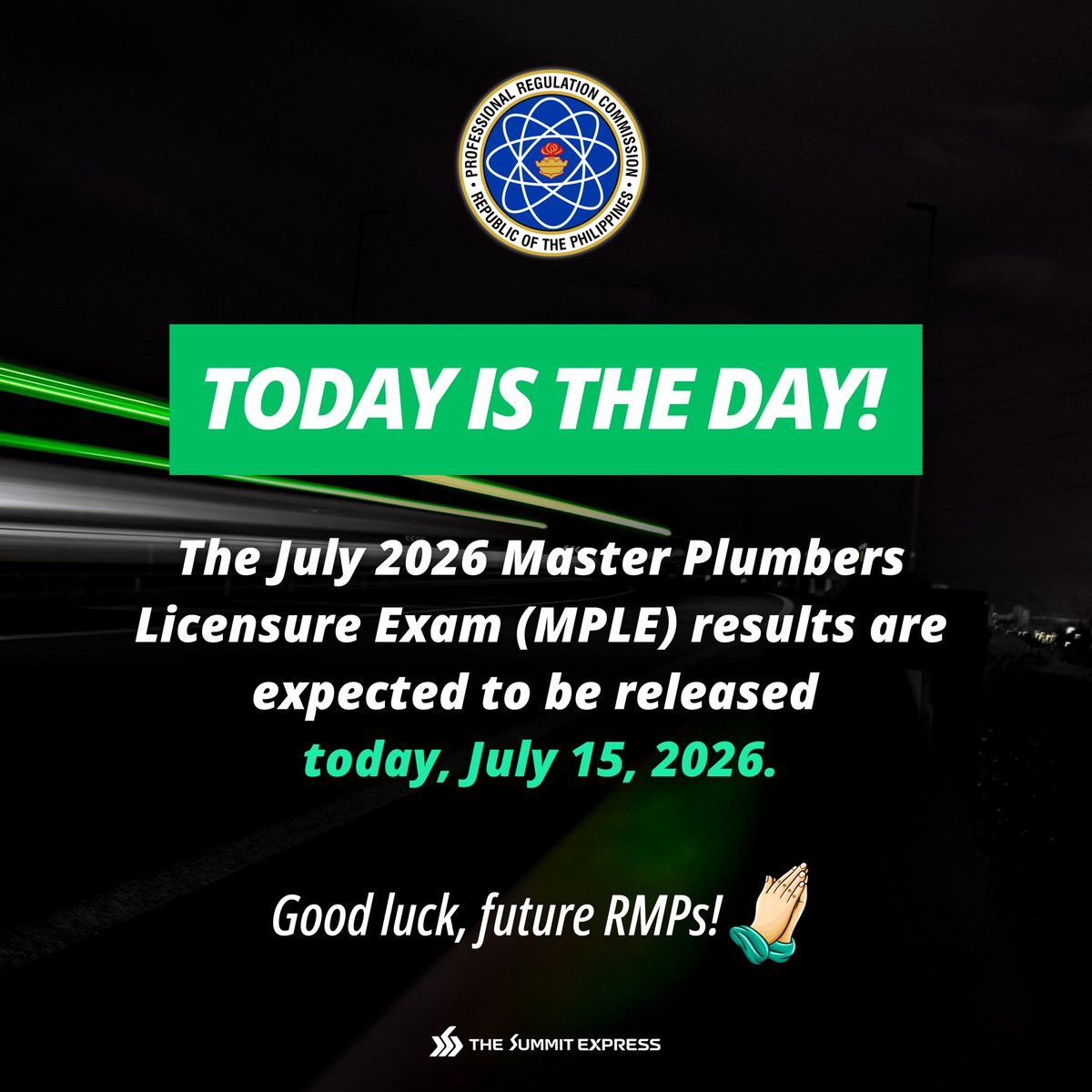 mysummitexpress's tweet photo. π»πΆπ«π¨π π°πΊ π»π―π¬ π«π¨π! π
The July 2026 Master Plumbers Licensure Exam (MPLE) results are expected to be released today, July 15, 2026, based on PRC Resolution. #MPLE2026
β
List of Passers: https://t.co/blklEhW1ri
Congrats in advance, future RMPs! π https://t.co/Vn55cJsydK