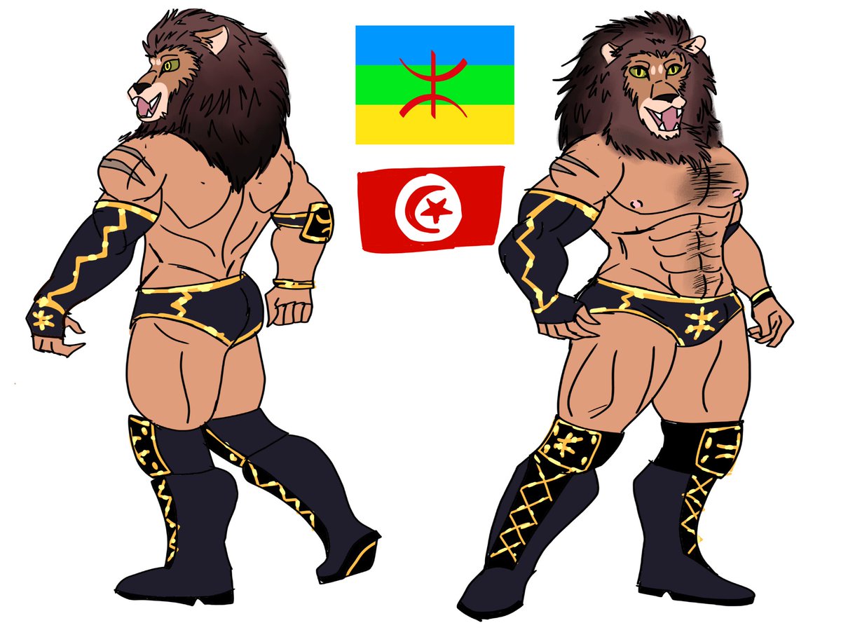 YahyaSobhi3077's tweet photo. Now OC masked wrestler with a barbary lion head for mask #maskedwrestler #wrestler #oc #wrestling https://t.co/BBw8rVEAGu