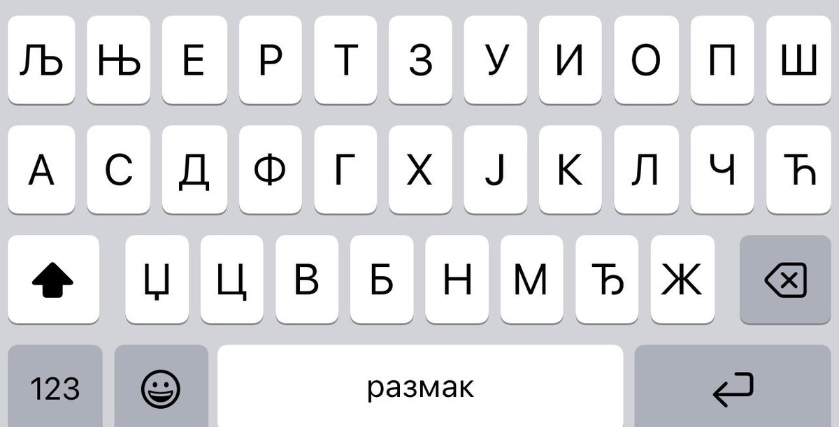 u_zemlji_luda_'s tweet photo. Gledam dve tastature i mislim se... latinica je lepa, praktična, svuda je, ali ćirilica… Ћирилица је Моника Белучи међу писмима. Ne takmiči se ni sa kim, једноставно постоји и изгледа предивно 😍 https://t.co/Edhp1pNBCD