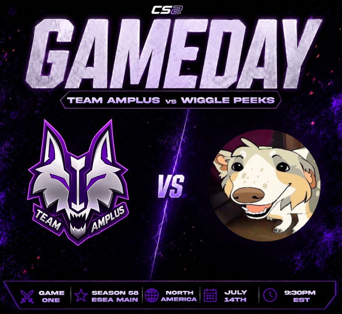 Team_Amplus's tweet photo. TEAM AMPLUS DEBUT IN SEASON 58 OF ESEA MAIN!! Tune into the stream at 9:30pm est as Team Amplus go up against Wiggle Peeks in their season opener!
https://t.co/PfMbBtFvaf
#StayAmplus #ESEA https://t.co/a1m3vFyZME