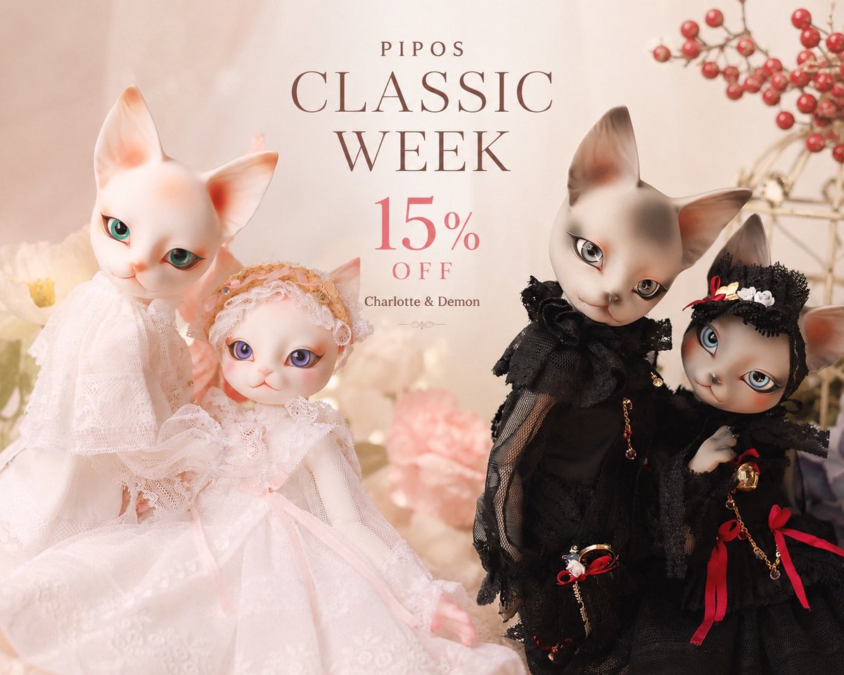 PIPOSDOLL's tweet photo. PIPOS Classic Week🌳
長く愛されてきた
Charlotte & Demon。
久しぶりに、この子たちと
ゆっくり過ごす一週間です。
2026.7.16 – 7.24
#PIPOSDoll #球体関節人形 #BJD #ドール #ClassicWeek https://t.co/LS8fYhTZCE