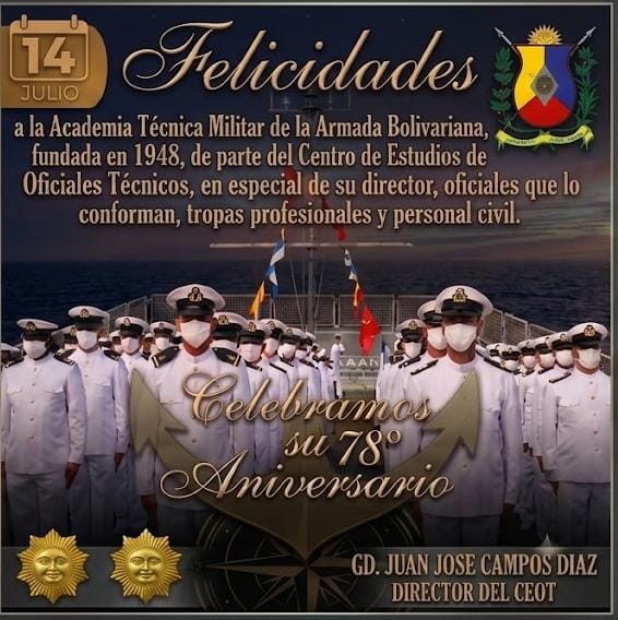 CEOT_UMBV's tweet photo. Felicitaciones a la Academia Técnica Militar de la Armada Bolivariana @ATMARB_FANB  por encontrarse el día de hoy en su Aniversario numero 78.   #ceot #umbv #fanb https://t.co/VeICadhdC8