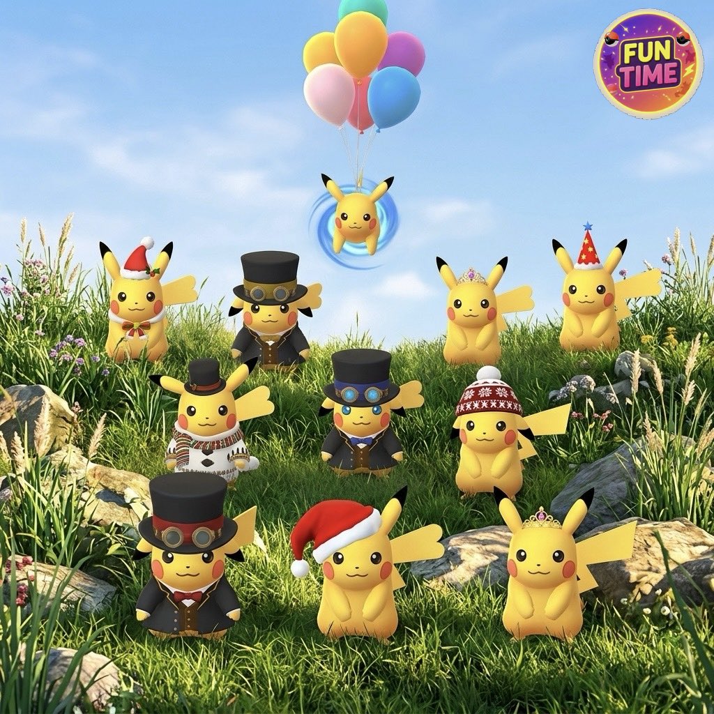 FunTimequ6's tweet photo. 🚨 Más det. Celebración 2 Aniv. Pikachu en #PokemonGO.

📅 15-18 jul.

✨ Varios Pikachu c/accesorios salvajes: Santa Hat, Holiday Attire, Winter Carn., Balloons, Beanie, Goggles, Party Hat 2020, Quartz &amp; Pyrite Crown.

👀 Incurs. lvl1 sin cambios, inv. campo por conf. https://t.co/McXx2lGgPP