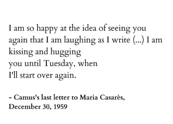 majamediaco's tweet photo. 'with you, i have accepted more. i have learned to live..without you, i adored nothing'

what love does through some of my favourite letters by Albert Camus to Maria Casares https://t.co/pXLGxtQXQ0