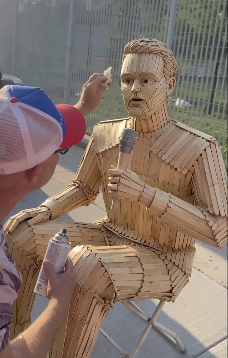 GaryPetersonUSA's tweet photo. My Charlie Kirk popsicle stick statue will be on full display in Times Square.  The left will be in complete shambles over my raw talent. https://t.co/lH7UzSN25H