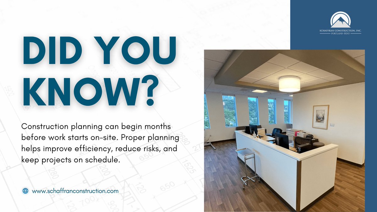 SchaffranConst's tweet photo. Successful builds start long before the first tool is lifted. 🏗️

At Schaffran Construction, early collaboration and meticulous pre-construction planning help improve efficiency, reduce risk, and keep complex commercial and healthcare projects on schedule. https://t.co/swn8TrpOs2