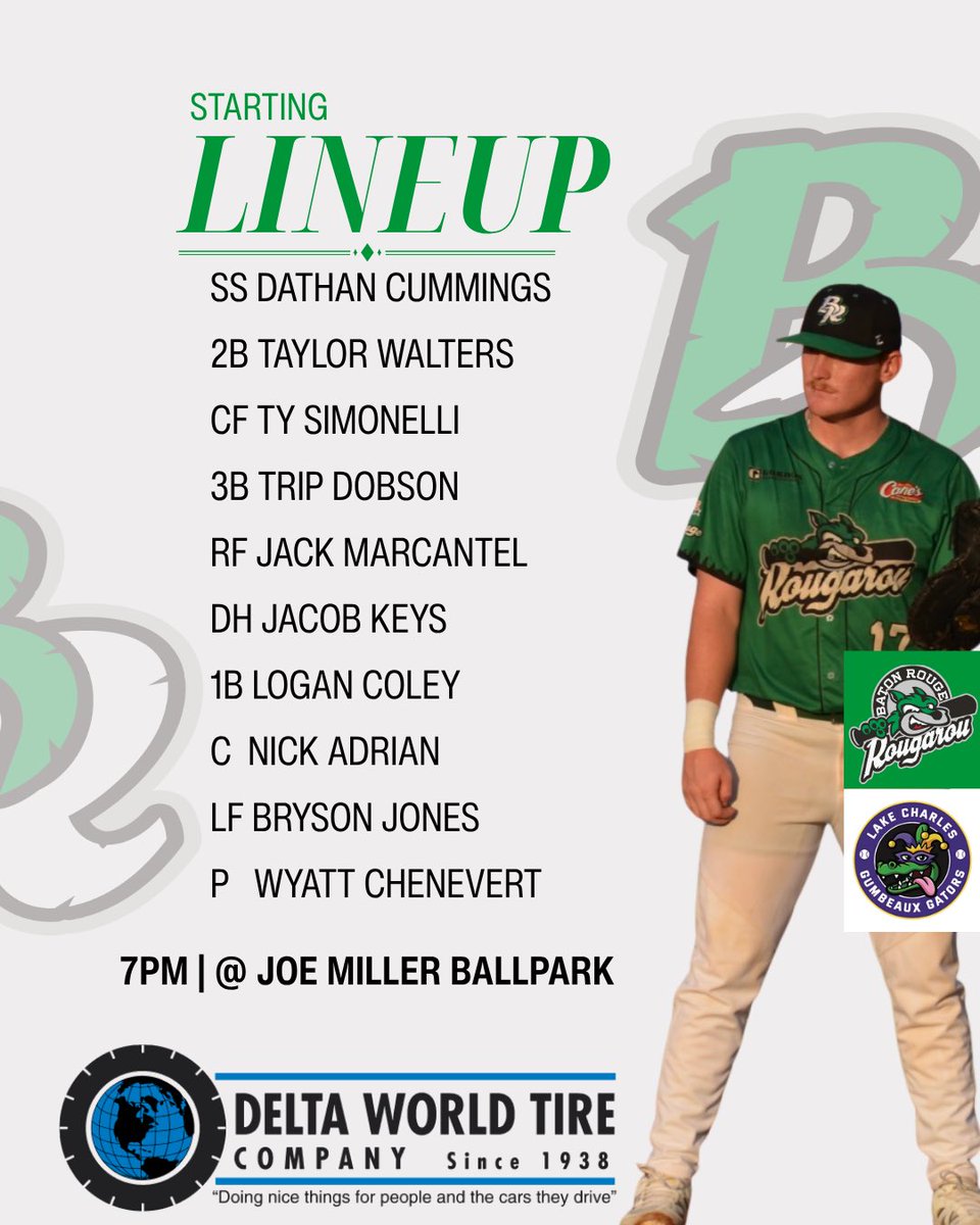 BRRougarou's tweet photo. STARTING LINEUP for our away game against The Gumbeaux Gators
GEAUX ROUGS
#tcl #defendingchamps #rougaroubaseball #summerball #lineup https://t.co/EiJsPZsXAx