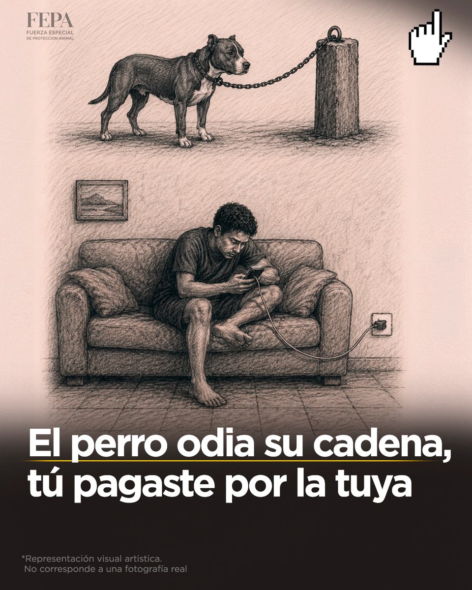 FepaVet's tweet photo. 👉👉 La diferencia es simple: al perro lo encadenaron contra su voluntad. El humano hizo fila para comprar la suya... y hasta la presume. https://t.co/4I7N8ywnvf