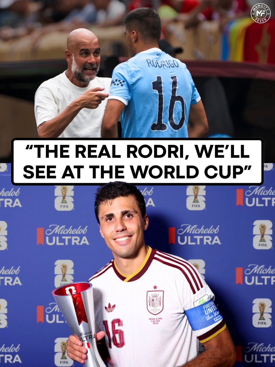 mancityfever2's tweet photo. Pep Guardiola in October 2025:

🗣️ “Rodri will recover his top level for the 2026 World Cup!” 

🗣️ “I told Rodri: this isn’t a matter of six or seven months. It’s not: ‘I come back, I play, and I become the old Rodri again.’ No!”

🗣️ “The real Rodri, we’ll see him at the 2026 World Cup with Spain, and starting from next season, he’ll be at his very best.”

🗣️ “For a year, he’s been living on the operating table. The body changes, the rhythm changes, everything changes. He just needs time. And he’ll come back.”

Pep was 100% right. 👏🏻👑