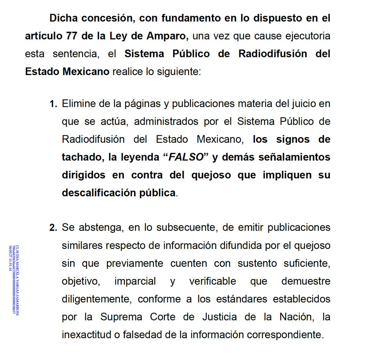 azucenau's tweet photo. 🚨El periodista Ignacio Gómez Villaseñor (@ivillasenor) informó que ganó el juicio de amparo que promovió contra Infodemia y el SPR.

La sentencia ordena retirar las publicaciones en las que sus investigaciones fueron calificadas como "falsas".

Las autoridades deberán abstenerse de emitir nuevos señalamientos sobre su trabajo periodístico, salvo que cuenten con evidencia técnica, verificable y suficiente.