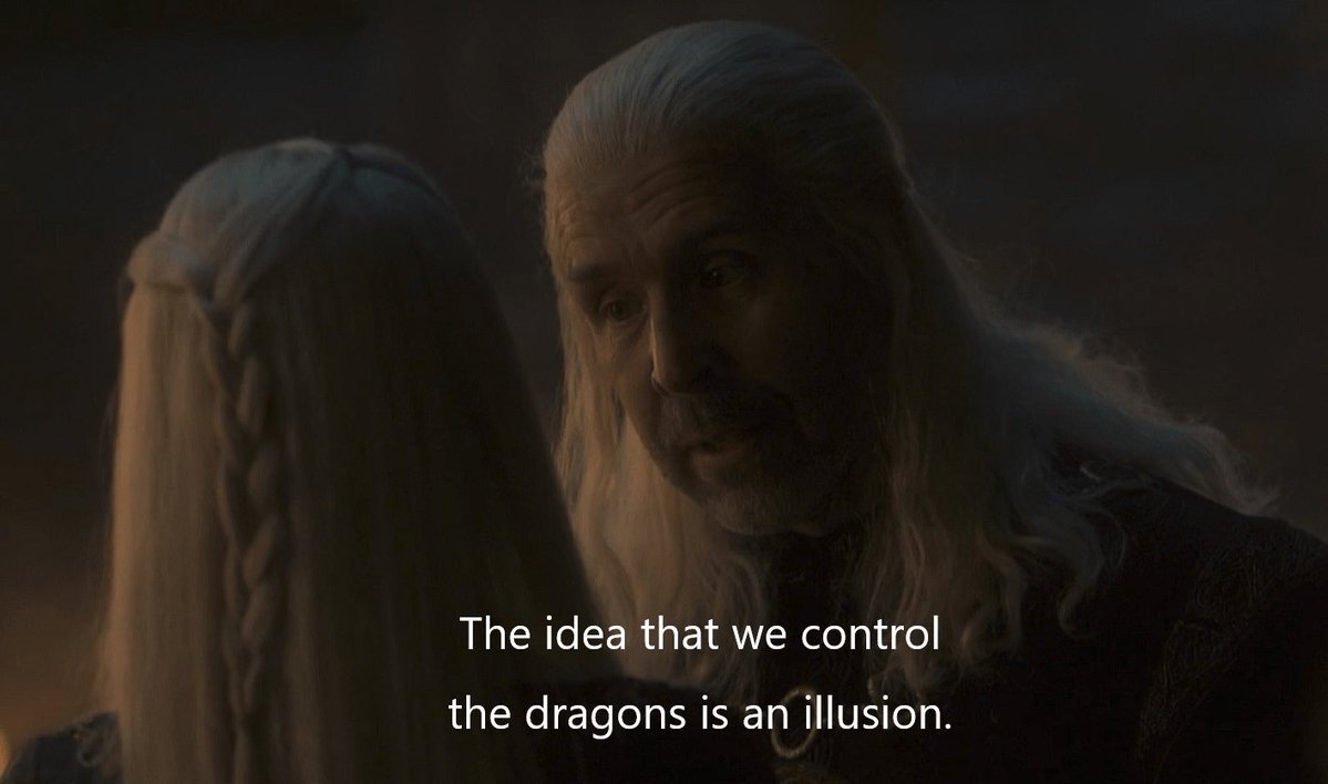 theweirdinggay's tweet photo. In love with the idea that he only thinks this bc of Balerion. That giant ass dragon just doing the dragon equivalent of grabbing Viserys by the shoulders, whispering "you can't trust any of these bitches" into his ear, and then immediately dying. https://t.co/zn5TPLiJBw