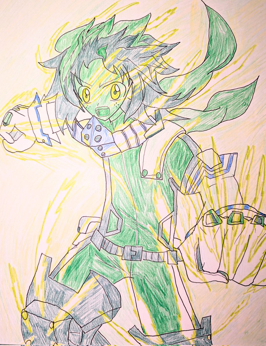 TDGshu5kyaraseD's tweet photo. #緑谷出久 #緑谷出久誕生祭2026 #ヒロアカ #アナログ絵 #絵描きさんと繋がりたい 
〜デトロイトスマッシュ〜 https://t.co/diOb9i9ZMO