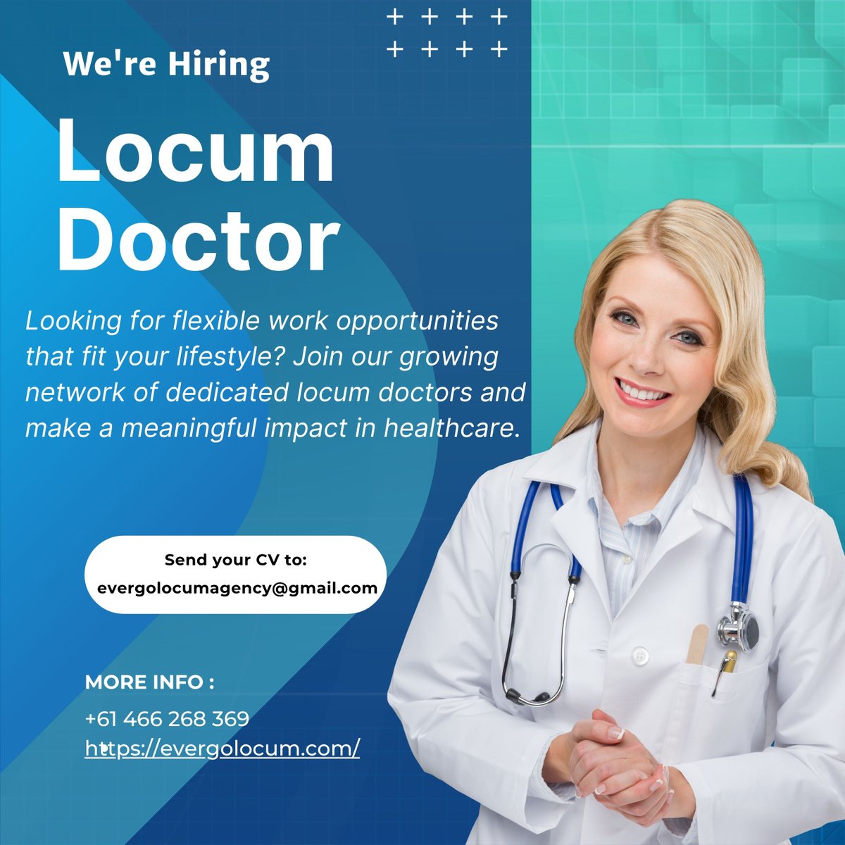 EvergoLocum's tweet photo. 🩺 We're Hiring Locum Doctors!

Looking for flexible medical opportunities with competitive pay? Join our growing network of dedicated Locum Doctors and make a difference where your expertise is needed most.

https://t.co/GG70H16i7V

#LocumDoctor https://t.co/ZENF4Sz3LK