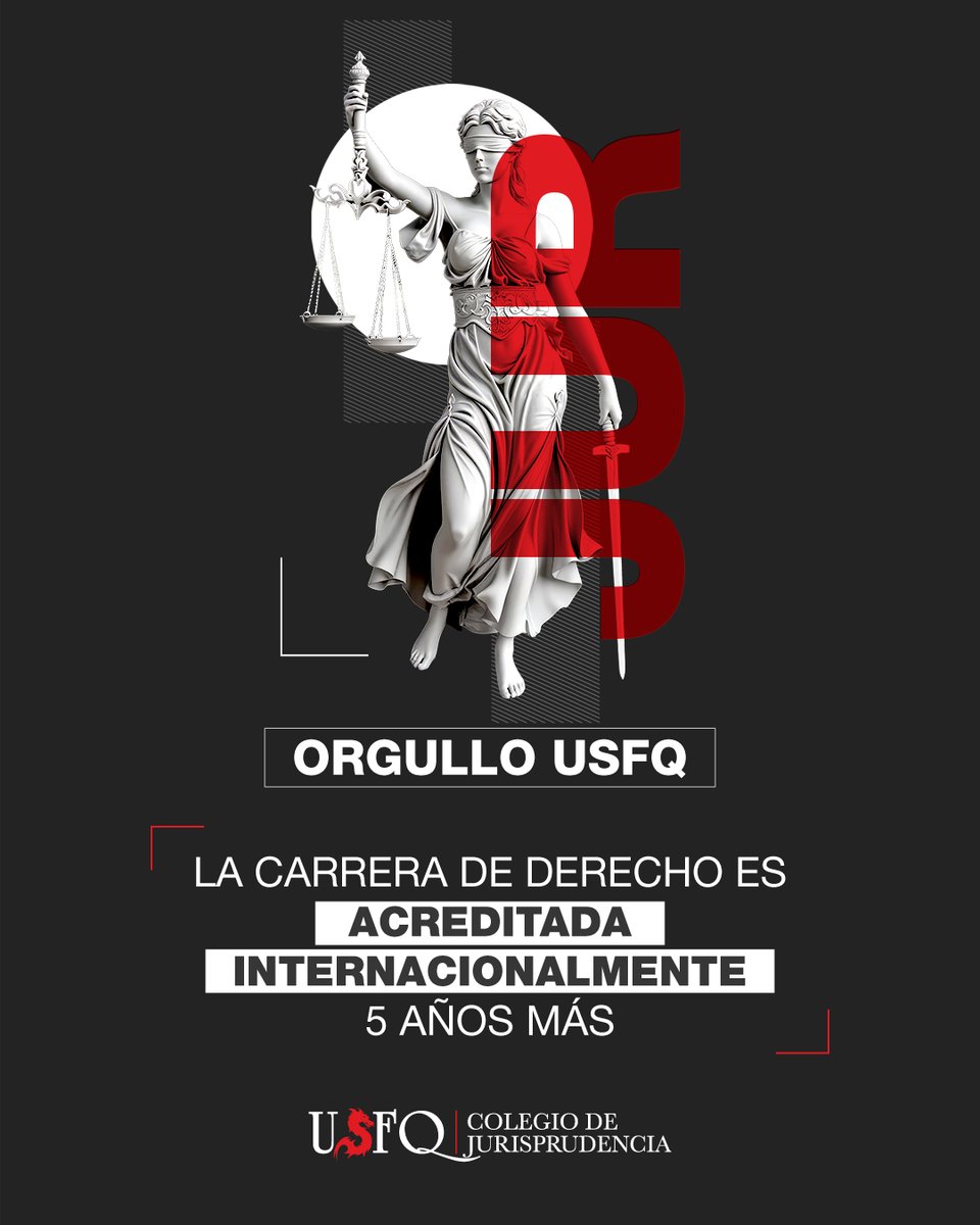 USFQ_Ecuador's tweet photo. 🏛️ ¡Orgullo USFQ! 🐉

La carrera de Derecho del Colegio de Jurisprudencia obtuvo la acreditación internacional de la Agencia Acreditadora de Chile A&C por cinco años.

Este reconocimiento reafirma nuestro compromiso de continuar ofreciendo la mejor educación jurídica del país, formando profesionales capaces de responder a los desafíos de un entorno cada vez más complejo y dinámico.

@USFQ_Derecho