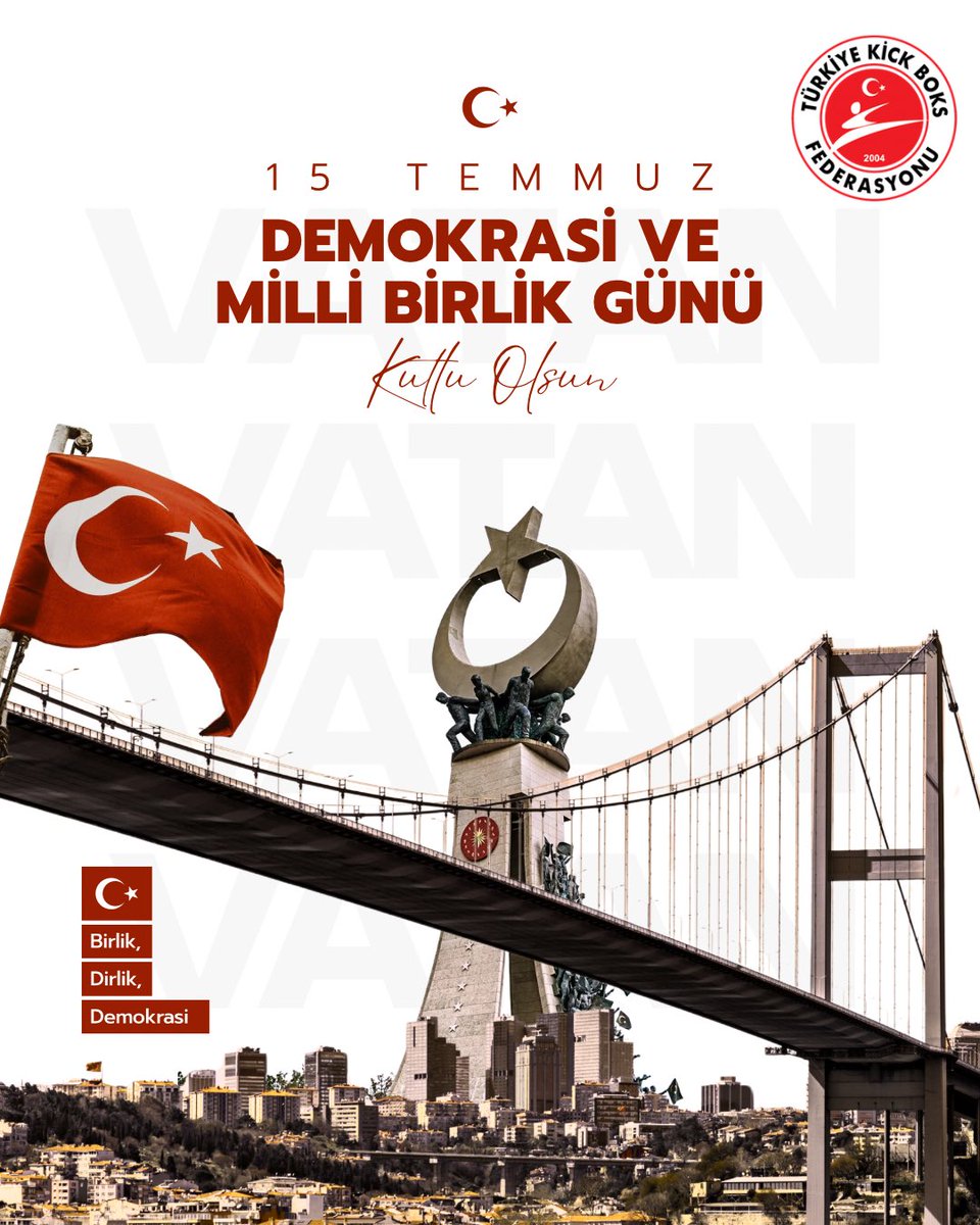 TRkickboksFed's tweet photo. 15 Temmuz, milletimizin iradesine, bağımsızlığına ve demokrasisine sahip çıktığı tarihî bir destandır.

15 Temmuz hain darbe girişiminin 10. yıl dönümünde; aziz Şehitlerimizi rahmet ve minnetle, kahraman Gazilerimizi şükranla anıyoruz. https://t.co/xcmYMw2Bd8