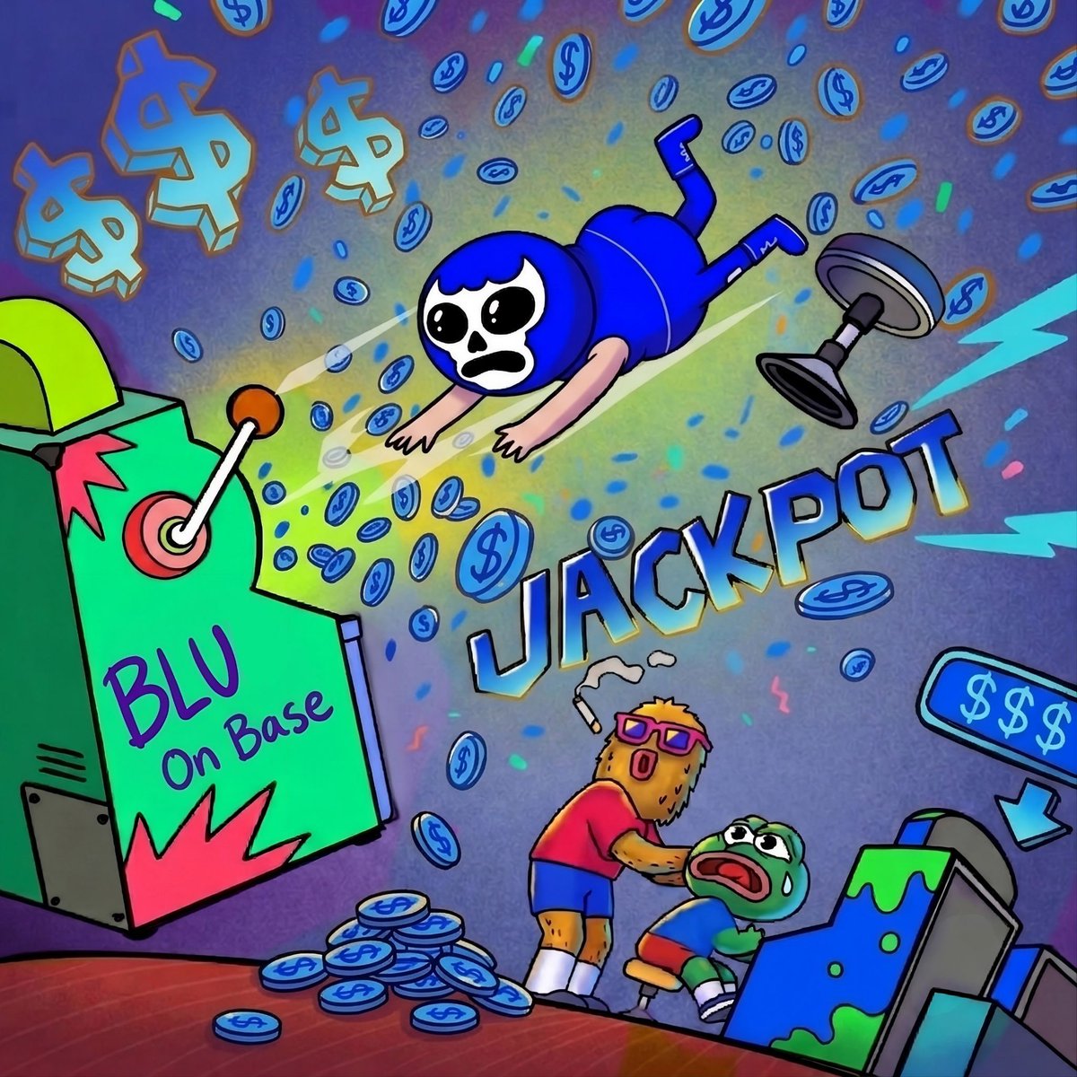 wimpydwi's tweet photo. @BLu_onBase @base @baseapp I made meme art entry ☺️ @BLu_onBase 
🙌🏻🙌🏻

$BLu hit the JACKPOT 🔥🔥

tag:
@SkippingClass99 @19_unn51822 @Ferdiansyahh191 https://t.co/vhdeXWb0zL