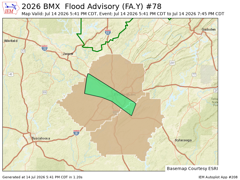 iembot_al's tweet photo. BMX issues Flood Advisory for Jefferson, Shelby [AL] till Jul 14, 7:45 PM CDT https://t.co/OOzM2ov0w2 https://t.co/f9cVnwdkUb
