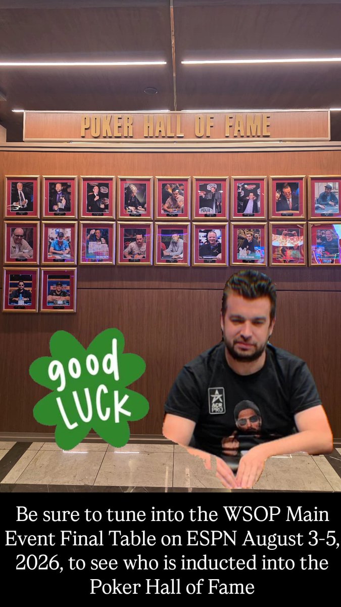 ACR_POKER's tweet photo. 🍀 Good luck and good vibes to ACR Team Pro and poker legend @Moorman1 on being a 2026 Poker Hall of Fame finalist! 🏆

Tune in to the WSOP Main Event Final Table on ESPN, Aug. 3–5, to see who gets the call. 🫡 #wsop2026 https://t.co/VsDGKkKLOL