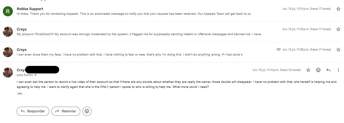 Zeez_MJ's tweet photo. Les comparto mi apelación a roblox y como este evita responderme, les mostrare la diferencia de tiempos, en la  primera captura ya han pasado 17 horas y ni si quiera me respondieron (pese a mandar pruebas contundentes), en la segunda literalmente respondieron en 30 min @Roblox https://t.co/x9uZycc9UV
