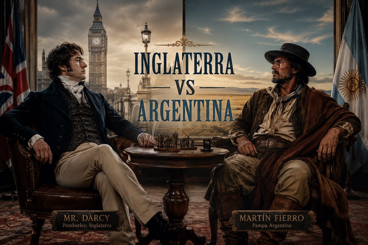 SauhJorge's tweet photo. No es solo una semifinal.

Es un duelo de símbolos.

🇬🇧 Mr. Darcy Vs 🇦🇷 Martín Fierro https://t.co/FDs4i8poqN