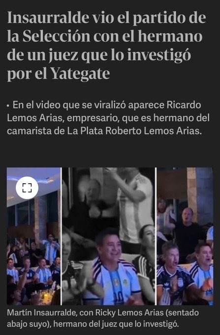 PeladoTVFan's tweet photo. Qué nochecita la del partido de Argentina. No solo sirvió para demostrar los huevos de la Selección, sino también para revelar los vínculos invisibles de la Justicia y la política. El partido lo vio Insaurralde junto al hermano del juez que lo investigó, un hombre de la noche. https://t.co/lIwW4q99fW