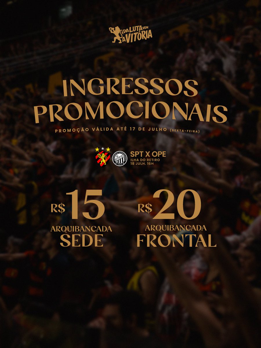 sportrecife's tweet photo. Sábado temos um encontro na Ilha do Retiro e dois setores estão com ingressos promocionais: arquibancada sede a R$ 15 e arquibancada frontal a R$ 20! #VemPraIlha https://t.co/JbofykYys5