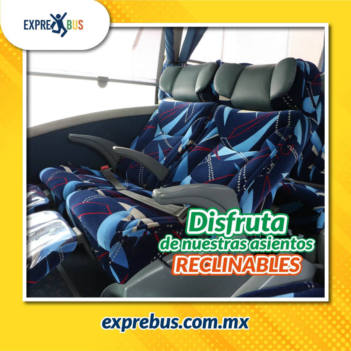 exprebus's tweet photo. ¿Sabías que todos nuestros autobuses cuentan con asientos reclinables? Queremos darte la mejor experiencia en transportes. Compra tus boletos en https://t.co/RVWZV5WXSI 😱 💻️
#Exprebus #AsientosReclinables https://t.co/2wHkLCmGCr