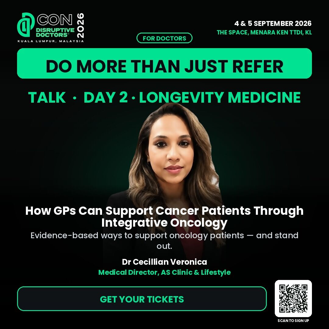 disruptvDoctors's tweet photo. Most GPs feel helpless after referring a cancer patient. You can do more — integrative oncology. Dr Cecillian Veronica at DD Con 2026 · KL · 4–5 Sept.
Tickets: https://t.co/vIjqhvzCLQ
#DDCon2026 #IntegrativeOncology https://t.co/rlyG0fxCtI