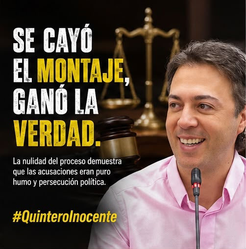 Paisa_Antiuribe's tweet photo. Se cayó el show mediático y la persecución política contra @QuinteroCalle. Una jueza de Medellín declaró la nulidad de la imputación por falta de pruebas reales en el caso Aguas Vivas. La verdad sale a la luz ante las mentiras. #QuinteroInocente ⚖️ https://t.co/3Tss0Z9Yrv